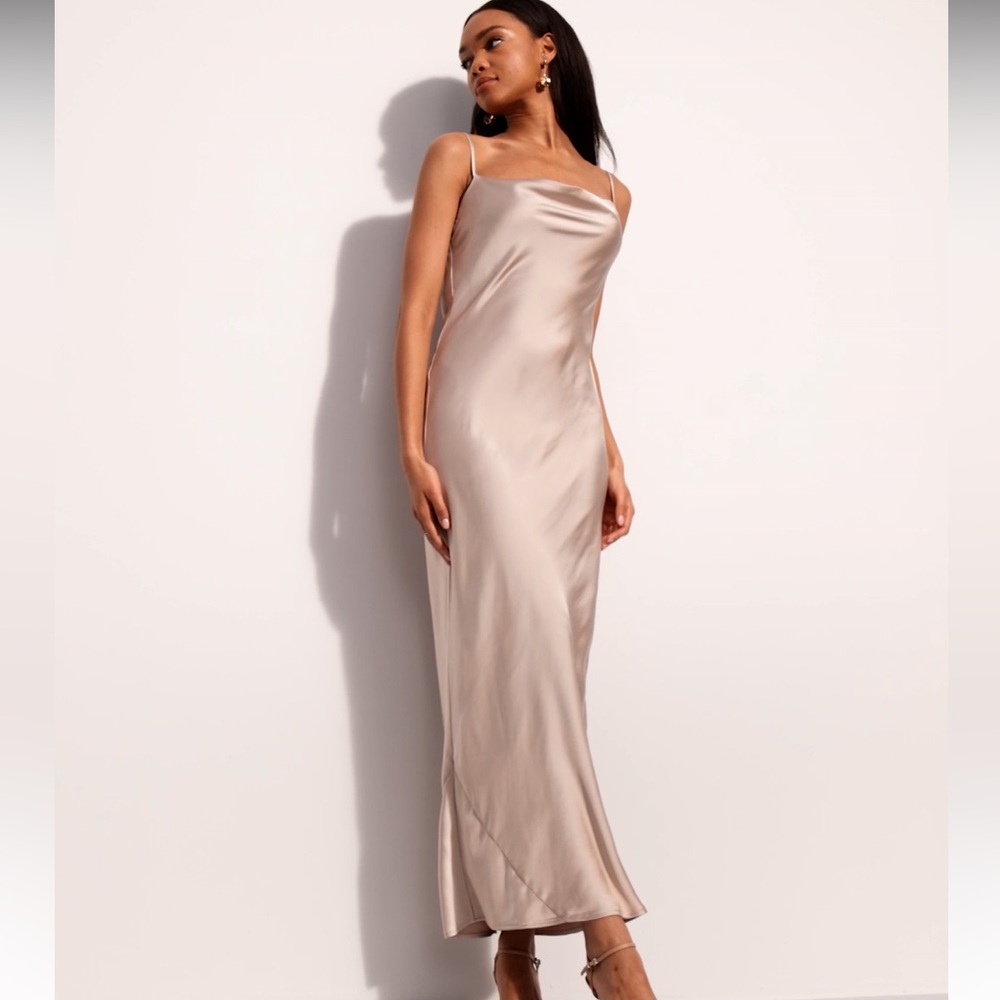 Old Navy The Occasion Satin Slip Dress in Champagne